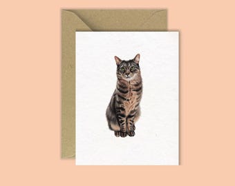 Tabby Cat Mini Greeting Card | Handmade UK | Cat Mum Card | Gifts for Cat Owner | Card with Cats