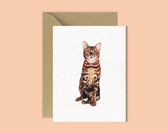 Bengal Cat Mini Greeting Card | Handmade UK | Cat Mum Card | Gifts for Cat Owner | Card with Cats