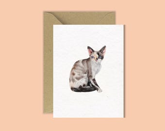 Devon Rex Cat Mini Greeting Card | Handmade UK | Cat Mum Card | Gifts for Cat Owner | Card with Cats