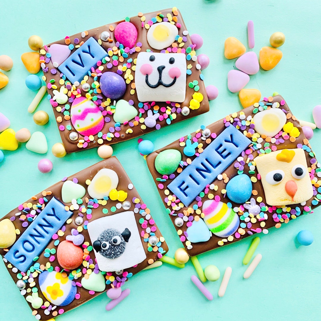 Personalised Easter Milk Chocolate Slabs set of 3 Belgian Chocolate