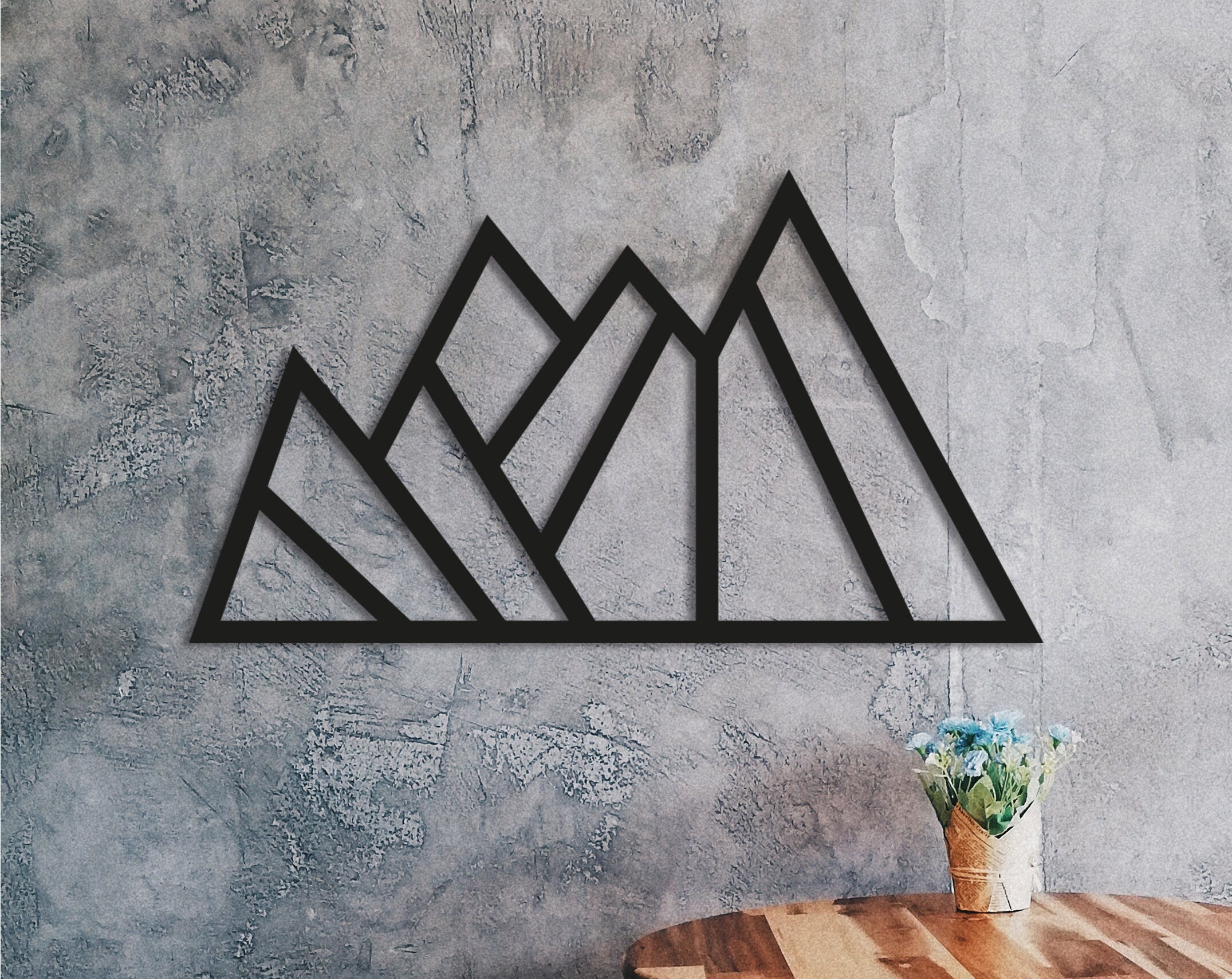 Geometric Mountains Wall Hanging Geometric Line Art Mountain Etsy UK