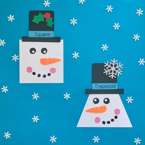 8 Snowmen Shapes Craft for Kids, Winter Activity for Preschool Elementary, Montessori Christmas Shape Lesson, Snowman Fine Motor Skill