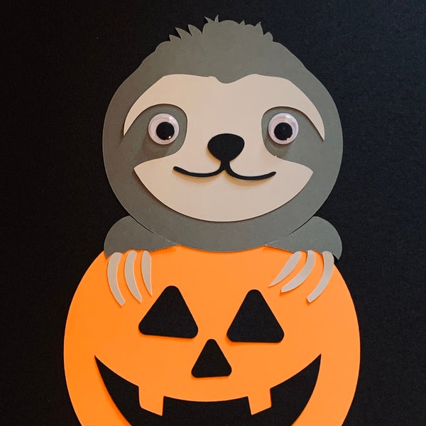 Sloth Halloween Pumpkin Craft, Classroom Party Activity, Trick or Treat Gift, Party Favors for Kids, Arts and Crafts Time, Jack O Lantern