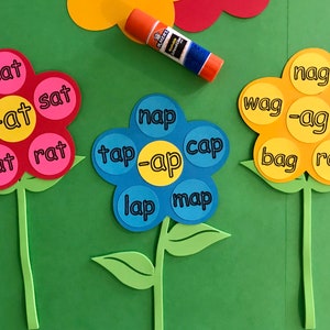 Kit d’artisanat Precut Word Family Flower, activité de mots CVC pour préscolaire, maternelle, école à la maison.