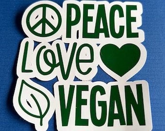 Peace - Love - Vegan GREEN Decal / sticker