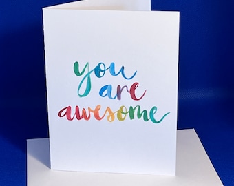 Handmade 'You are awesome' Card (Matching Coaster available) Good luck card, you got this, be strong, positive card