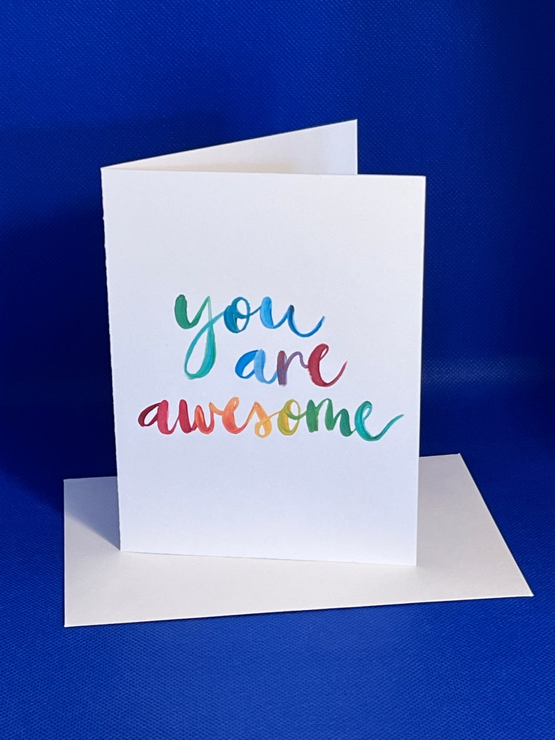 Handmade 'You are awesome' Card Matching Coaster available Good luck card, you got this, be strong, positive card image 1
