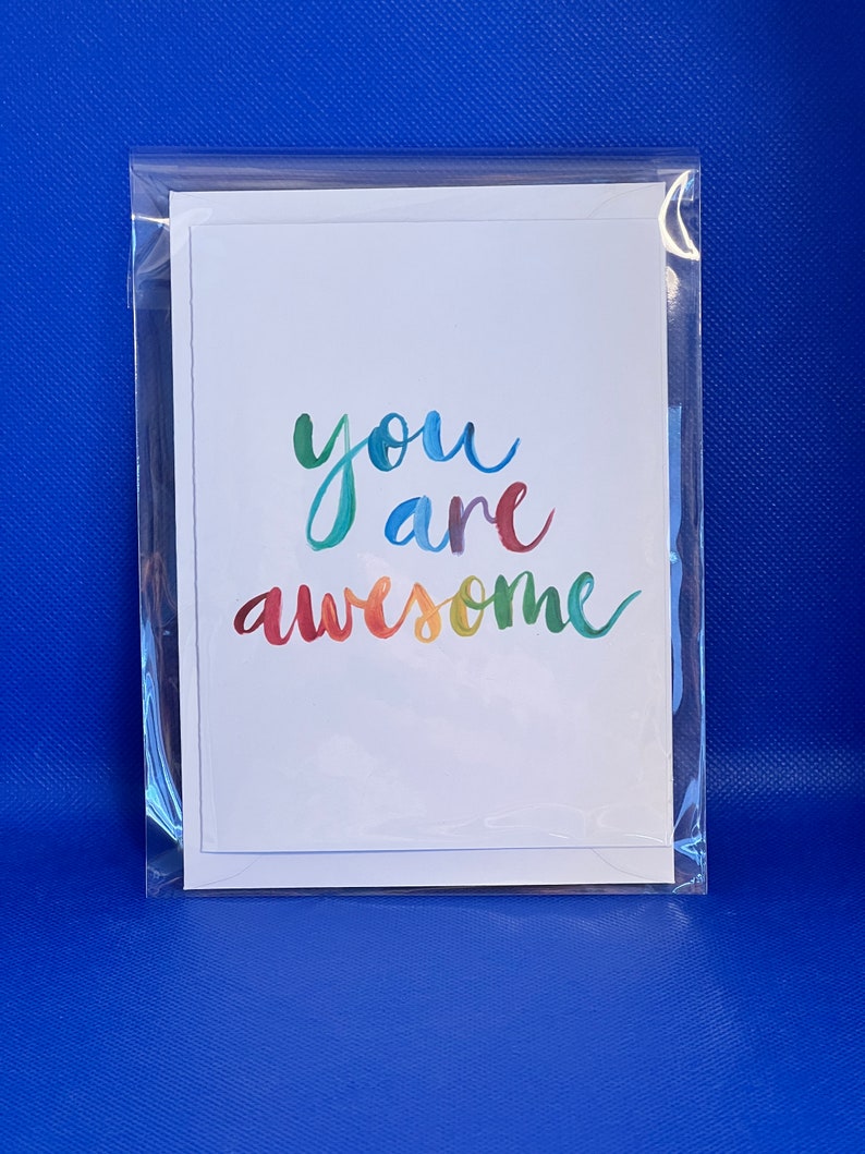 Handmade 'You are awesome' Card Matching Coaster available Good luck card, you got this, be strong, positive card image 3