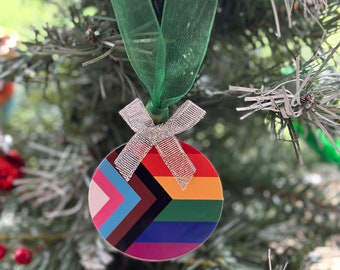 Progressive Pride Flag -  Christmas Tree Decoration - bauble - gay pride -