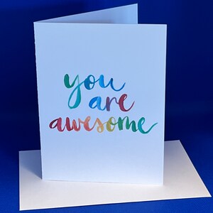 Handmade 'You are awesome' Card Matching Coaster available Good luck card, you got this, be strong, positive card image 2