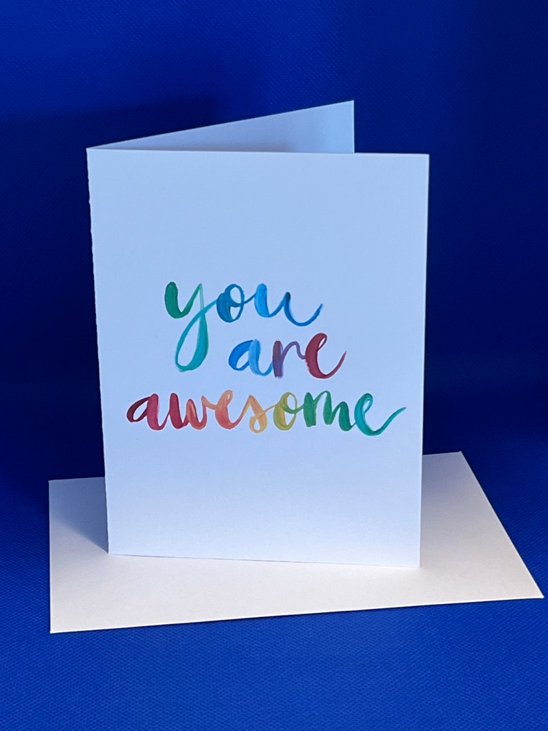 Handmade 'You are awesome' Card Matching Coaster available Good luck card, you got this, be strong, positive card image 2