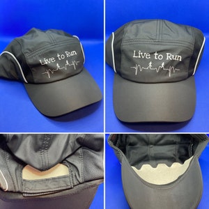Mens Ladies sports cap hat, running hat, running cap, unisex cap, Live to Run unisex running hat