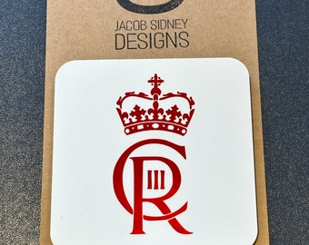 King Charles III - Royal Coronation Coaster gift (Red)