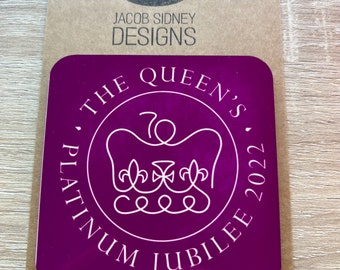 SECONDS ** The Queen's Platinum Jubilee 2022 (purple background) - Coaster gift