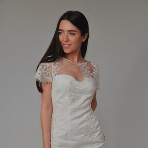 Minimalist Wedding Dress,Reception Dress ,Civil Mini  Dress ,Lace Beaded Dress, Plus Size Dress