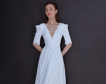 white christmas dresses Clarisa Lace Midi Dress main image 0
