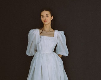 Lovely Dress - Silk Organza Puff Sleeve Wedding Dress - Etsy Lovely Dress - Silk Organza Puff Sleeve Wedding Dress - Etsy