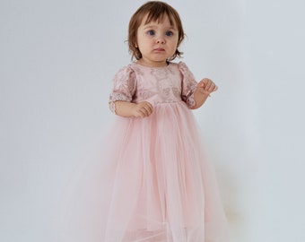 Pink tulle dress for girls, Flower girls dress ,Baby tutu dress ,First birthday dress ,Dress for little girl,Girls occasion dress