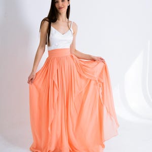 Wedding Long  Maxi Chiffon Skirt High Waisted Skirt , Formal long skirt  silk , White Ivory Milk  Bridal skirt Prom skirt