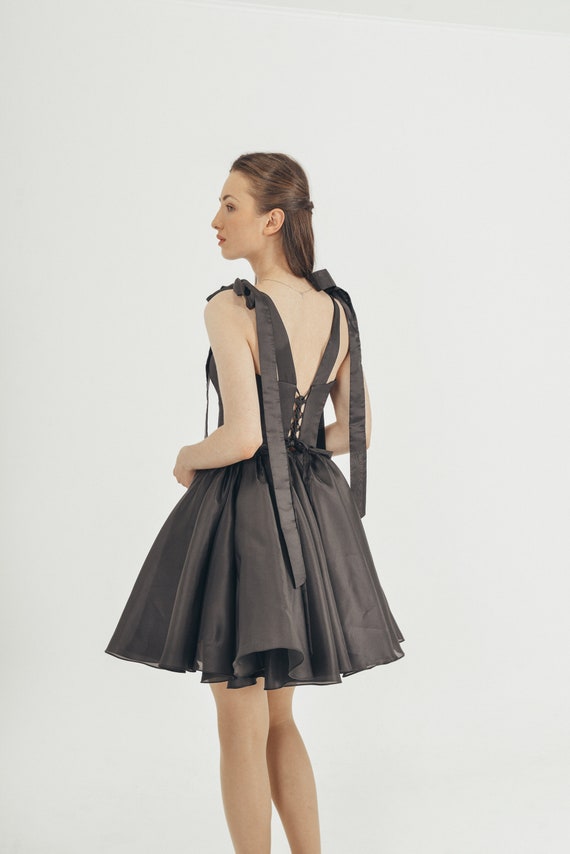 open lace back dress Organza Puff Sleeve Long Dress main image 0