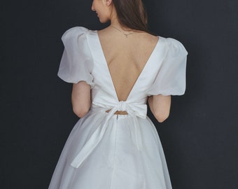 open lace back dress Organza Wedding Dress Audrey Mini Coral / US 24 main image 0