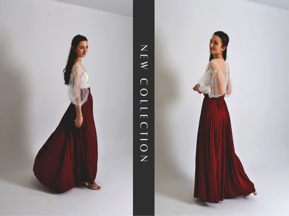 High waisted pleated skirt vine hotsell