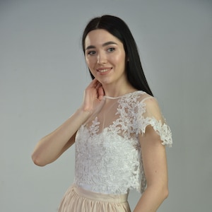 Boho Lace Wedding Top: Corset, Buttoned Back, Bridal Bolero