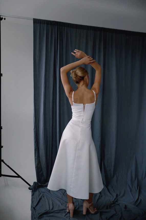a line slit prom dress Elegant Navy Blue A-Line Halter Long Backless Lace Evening Dresses with Slit Prom Dresses main image 1