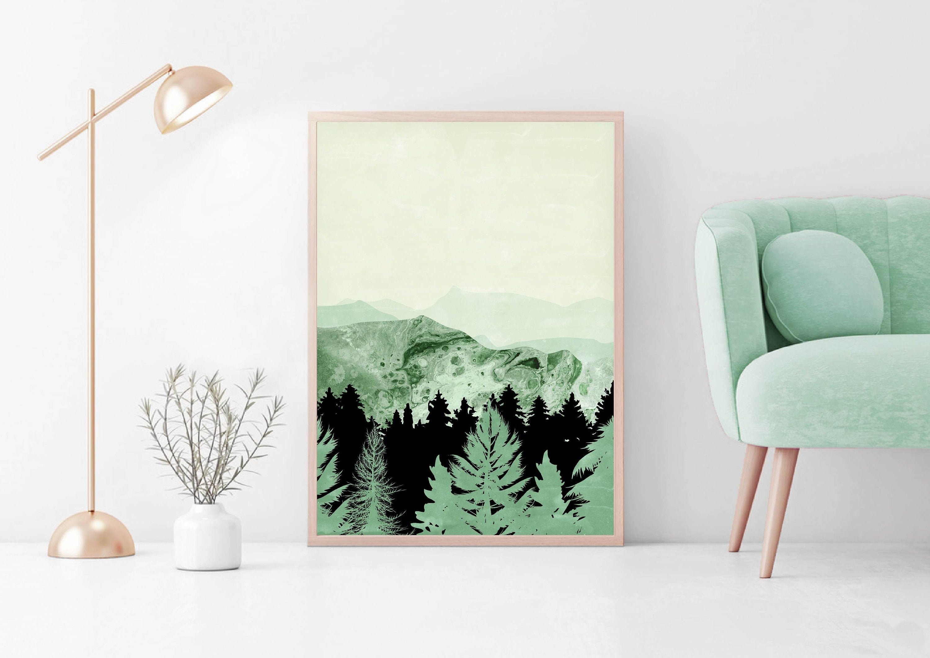 Minimalist Forest Landscape Print Abstract Wall Art | Etsy