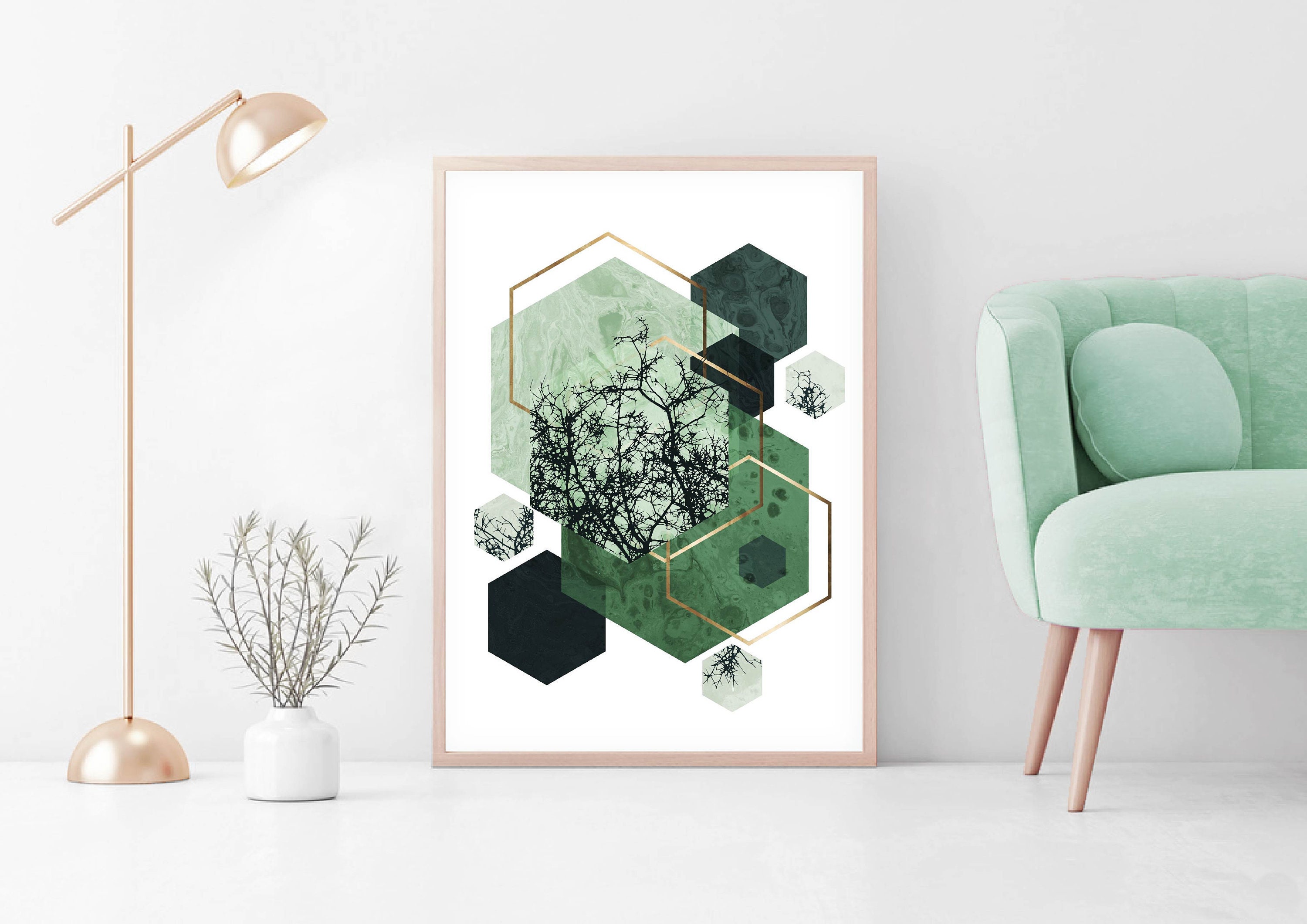 Gold Hexagon Poster - Etsy