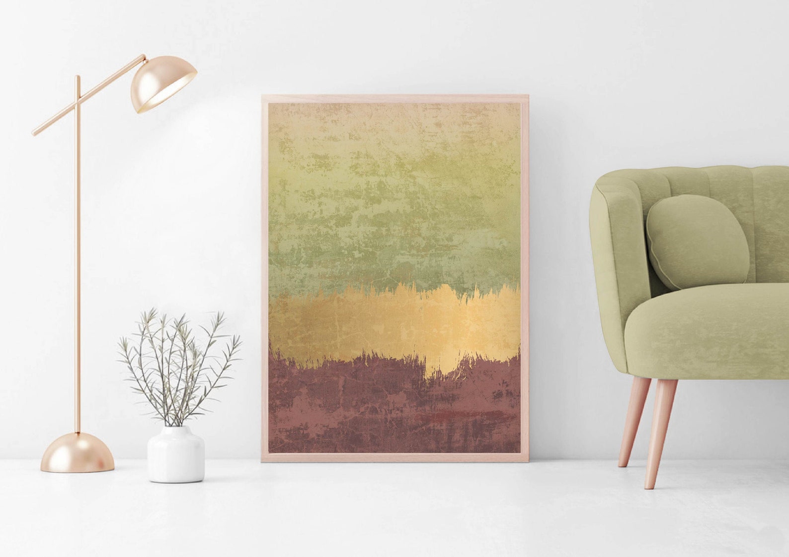 Abstract Olive Green and Gold Print Modern Wall Art Blush - Etsy