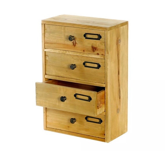 Wooden Storage Cabinet With 4 Drawers Desktop Office Desk Etsy