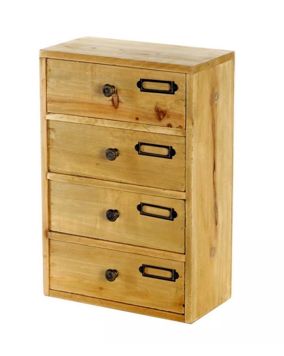 Wooden Storage Cabinet With 4 Drawers Desktop Office Desk Etsy
