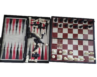 Petit jeu d'échecs magnétique ancien, jeu d'échecs magnétique de poche, petit jeu d'échecs magnétique à collectionner