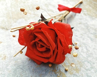 Cadeau du 4e anniversaire, Rose de lin rouge, Je t'aime, Cadeaux d'anniversaire, Anniversaire de lin, Anniversaire de 4 ans, Cadeau d'anniversaire, Roses de lin