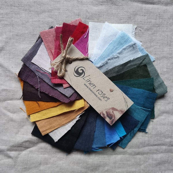 Washed LINEN FABRIC SWATCHES, 100% Medium weight linen fabric samples Swatch Book