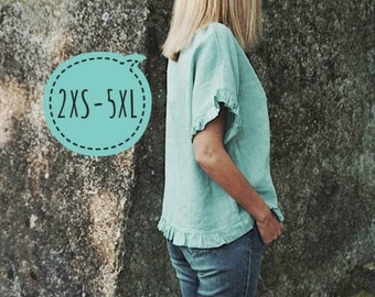 linen kimono top, Linen tank top, natural linen top, Tops &  tees, Round Neck top, linen Blouse, Loose linen top, Ruffle blouse, Linen shirt