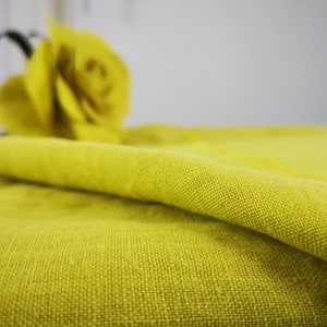 CITRUS YELLOW Linen fabric by the yard, Medium weight linen for Boho summer dress, Soft Washed linen fabric for Wedding linen napkins