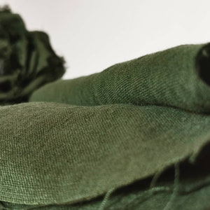 FOREST GREEN lithuanian linen fabric by the yard or meter, Softened Washed linen