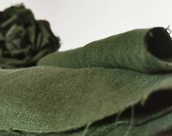 FOREST GREEN lithuanian linen fabric by the yard or meter, Softened Washed linen