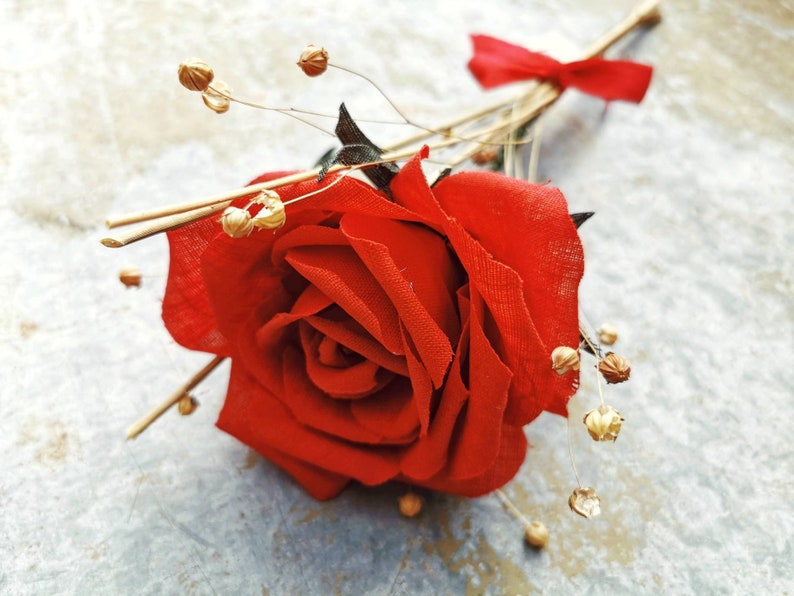 Cadeau du 4e anniversaire, Rose de lin rouge, Je t'aime, Cadeaux d'anniversaire, Anniversaire de lin, Anniversaire de 4 ans, Cadeau d'anniversaire, Roses de lin Lipstick red