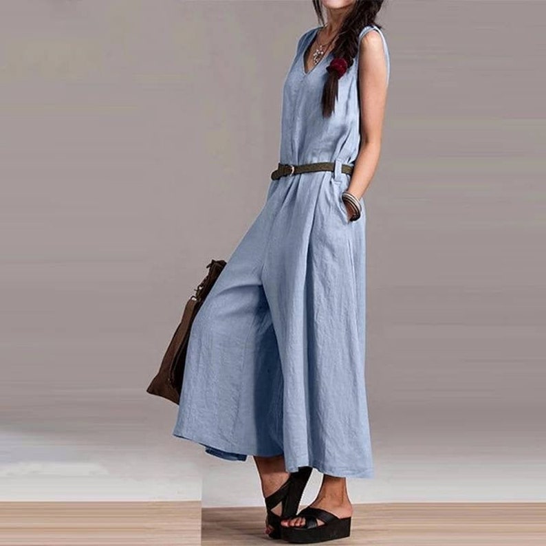 wide leg linen overalls