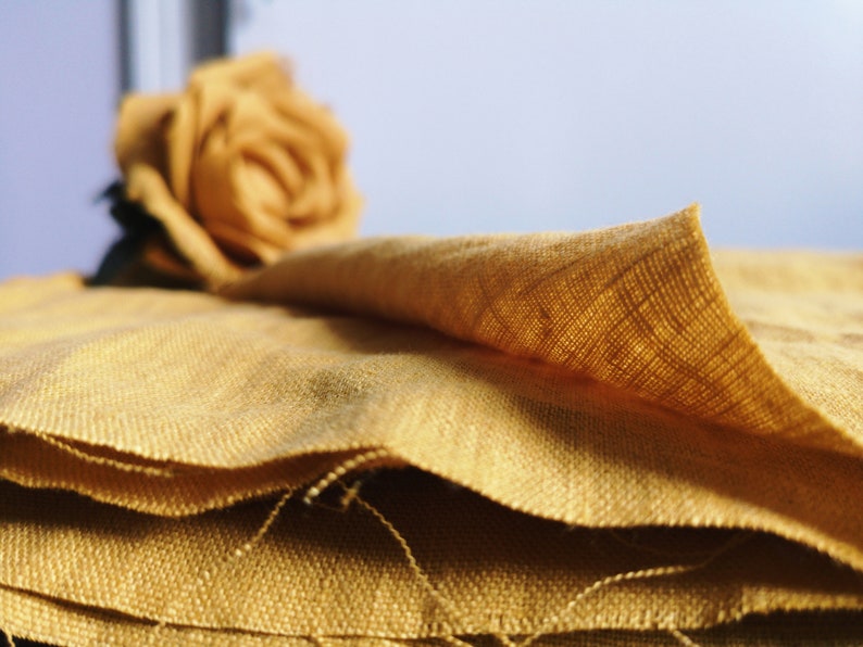 BURNT YELLOW Organic Linen Fabric by the Yard or Meter Washed Etsy