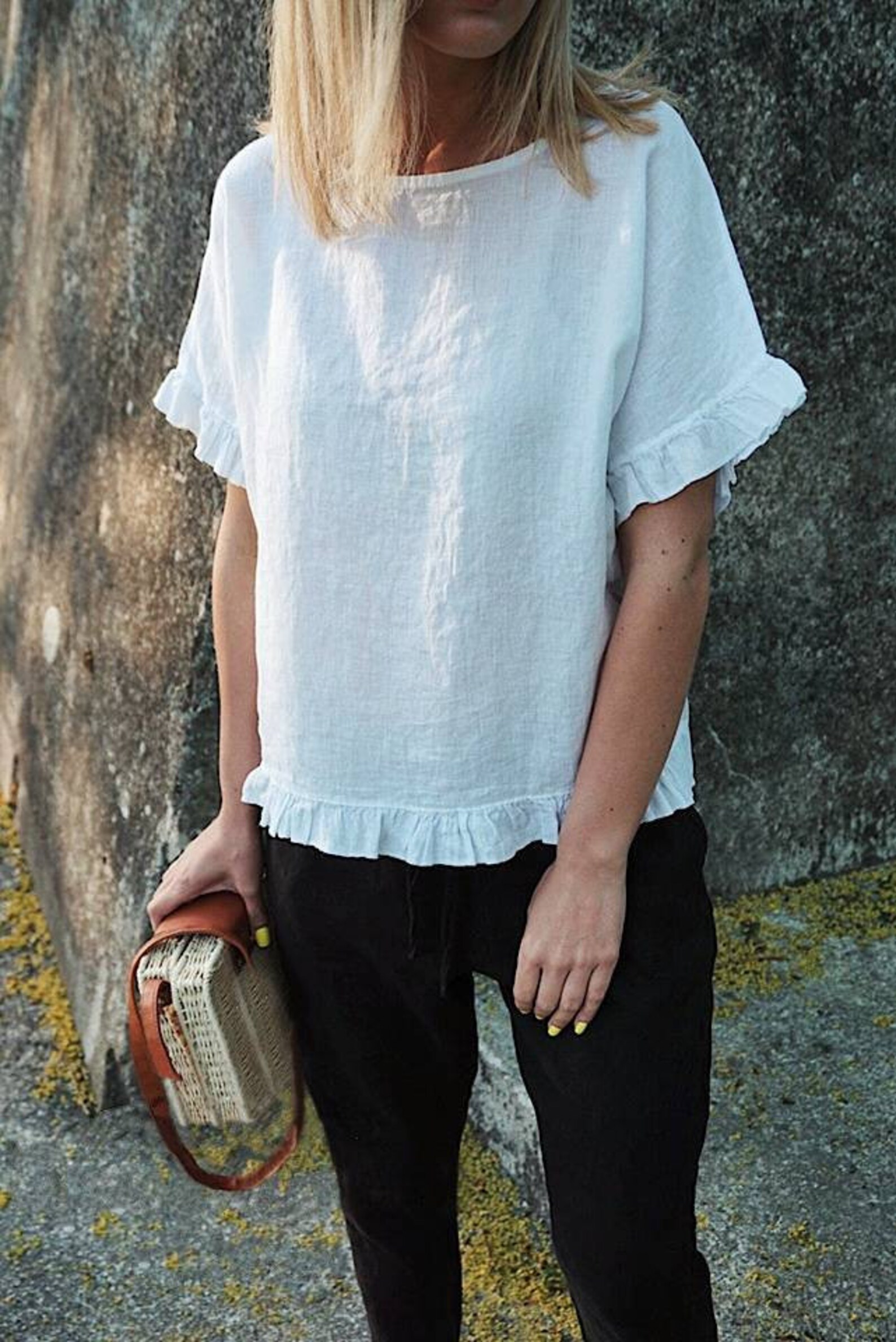 Linen Blouse Plus Size Linen Ruffle Blouse Linen Top Linen Etsy