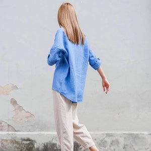 Linen shirt woman, Button up shirt Plus size linen image 7