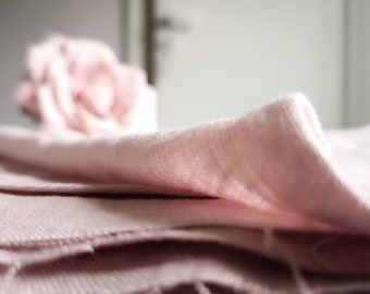 WOOD ROSE Soft pink Medium weight Washed linen fabric, Shabby chic Bohemian fabric by the yard, Dusty pink wedding Flax linen fabric