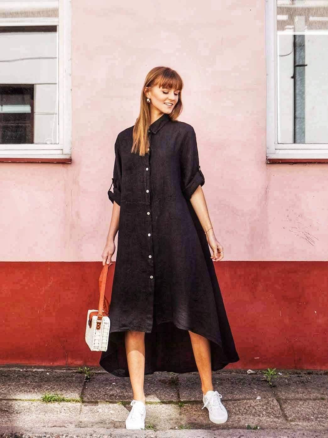 White linen dress Linen shirt dress Button front dress Plus Etsy