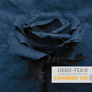 May include: A dark blue fabric rose with a white label that reads "OEKO-TEX&reg; CONFIDENCE IN TEXTILES STANDARD 100".