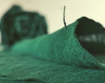 DARK TEAL Green linen fabric, Washed softened lithuanian linen, Bottle green linen, Organic linen, Baltic linen medium weight Dark green