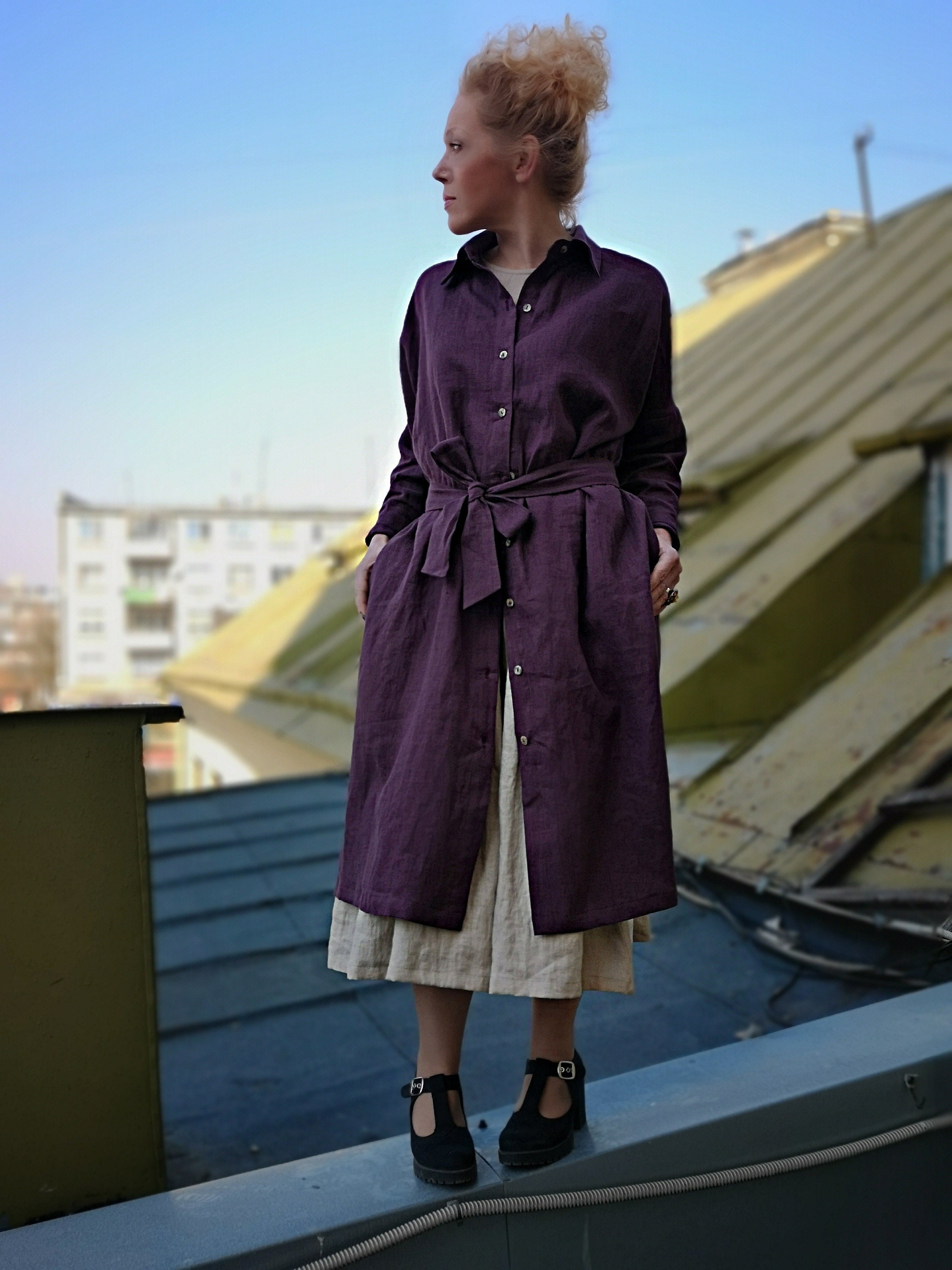 purple shirt dress I Need a Vacation This button down shirt dress is so classy and chic Back To Basics T-Shirt Dress